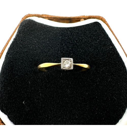 204 - 18ct gold old cut diamond ring (1.5g)