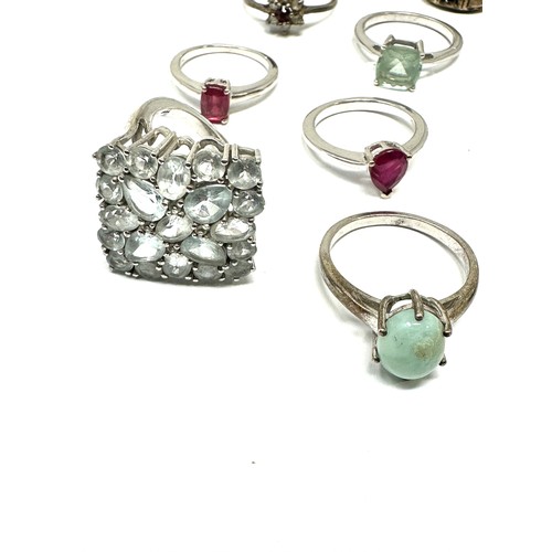 333 - A collection of silver gemstone rings  (33g)