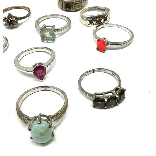 333 - A collection of silver gemstone rings  (33g)