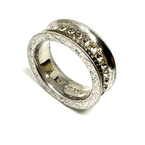 332 - Silver ring with rhinestones by designer Emporio Armani (10g)