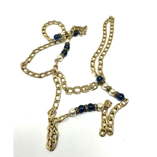 472 - Gold tone curb link necklace by designer Christian Dior (29g)