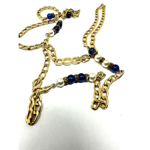 472 - Gold tone curb link necklace by designer Christian Dior (29g)