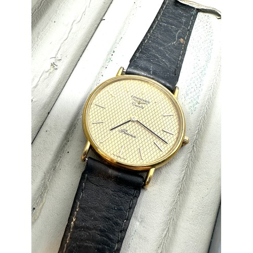 369 - LONGINES PRESENCE Gents Gold Tone Wristwatch Quartz WORKING Boxed