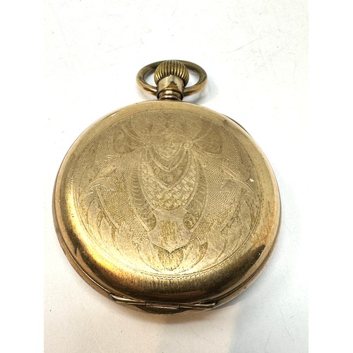 355 - WALTHAM Rolled Gold Gents Open Face POCKET WATCH Hand-wind Working