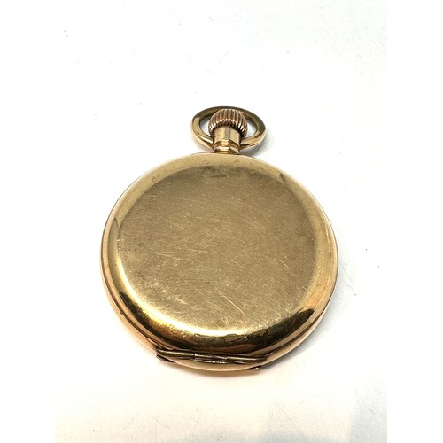 354 - Rolled Gold Gents Full Hunter POCKET WATCH Hand-wind Working cracked glass