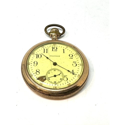 356 - WALTHAM Rolled Gold Gents Open Face POCKET WATCH Hand-wind Working