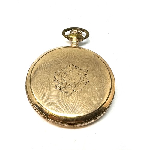 356 - WALTHAM Rolled Gold Gents Open Face POCKET WATCH Hand-wind Working