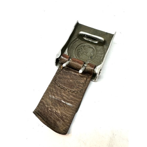 390 - WW.2 Aluminium German Army Buckle & Leather Tab Leather Stamped 1938 & Makers Mark