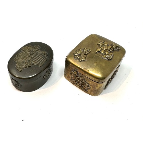 421 - 2 antique / vintage japanese brass pill boxes