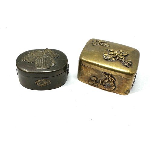 421 - 2 antique / vintage japanese brass pill boxes