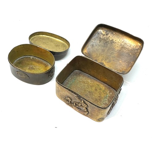 421 - 2 antique / vintage japanese brass pill boxes