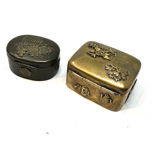 421 - 2 antique / vintage japanese brass pill boxes