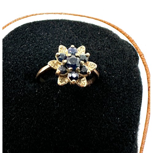 212 - 9ct gold sapphire cluster ring (3.1g)