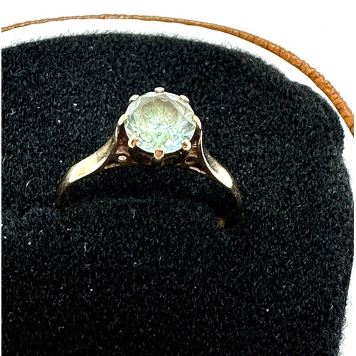 194 - Vintage 9ct gold blue zircon set solitaire ring (1.8g)