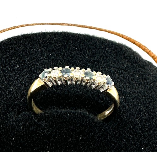 195 - 9ct gold diamond and sapphire ring (1.6g)