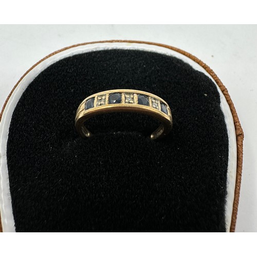 138 - 9ct gold sapphire & diamond half eternity ring (2.3g)