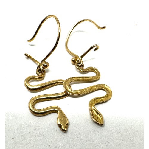 257 - 14ct gold snake drop earrings (1.6g)