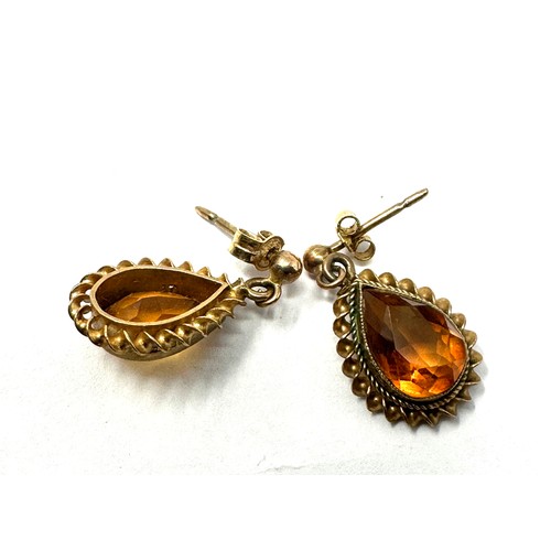 277 - 9ct gold citrine drop earrings (2.4g)