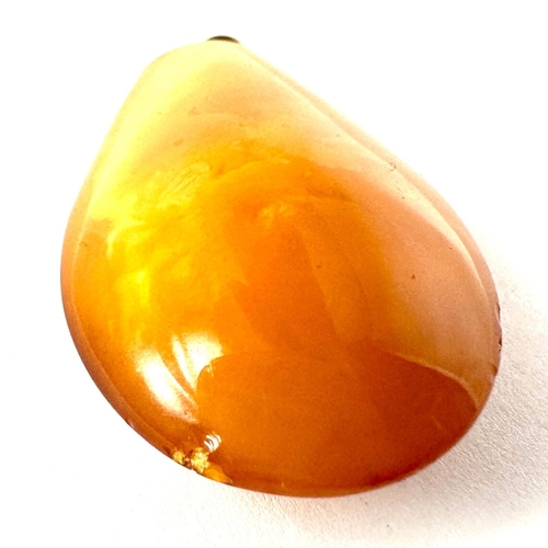 441 - Antique egg yolk Amber Pendant Size Approx at widest points:  43mm x 27mm x 13mm weight 8g