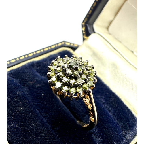 42 - 9ct gold green diamond ring 0.50ct diamonds weight 3.1g