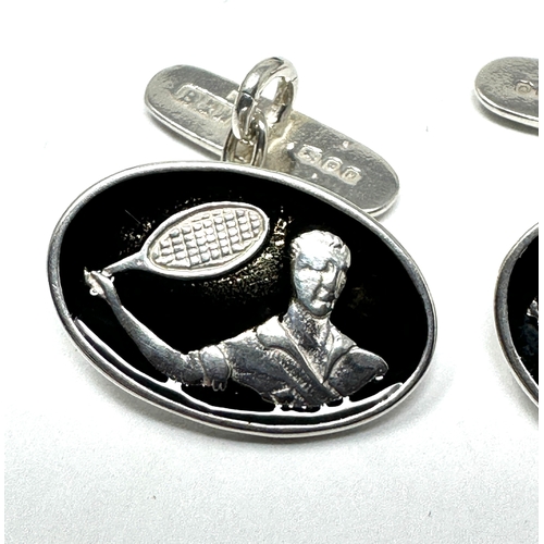 285 - Butler & wilson silver & enamel tennis player cufflinks