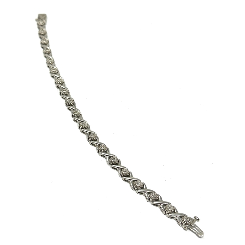 286 - silver diamond tennis bracelet