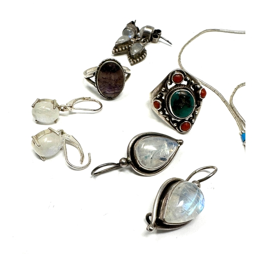 290 - selection of vintage silver jewellery inc moonstone earrings blue john etc