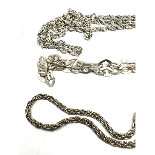 330 - A collection of silver chain necklaces including rope (107g)