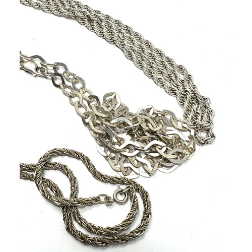 330 - A collection of silver chain necklaces including rope (107g)