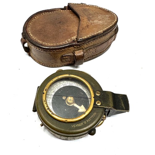 387 - ww1 1917 verners pattern military compass & leather case makers F-L