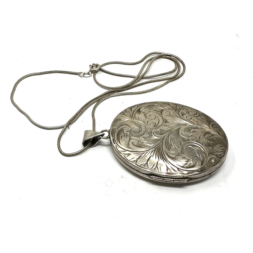 291 - Large Vintage silver locket & chain weight 30g