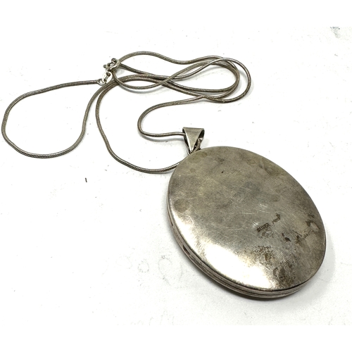 291 - Large Vintage silver locket & chain weight 30g