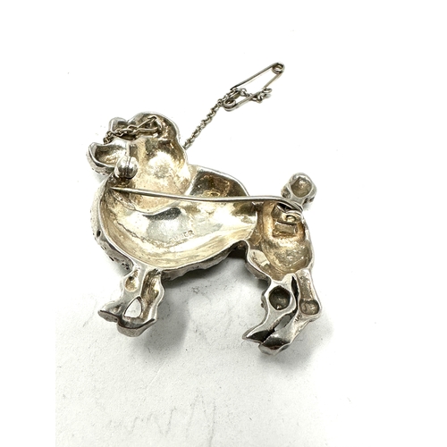 294 - Vintage silver & marcasite poodle brooch measures approx 4.6cm by 4.2cm weight 28g