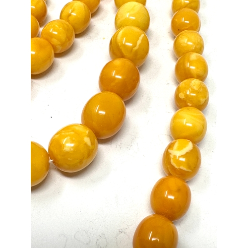 53 - Egg yolk amber bead necklace weight 84g