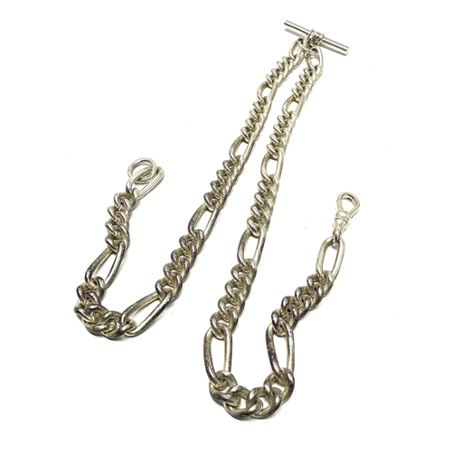 303 - 925 silver double albert watch chain weight 50.5g