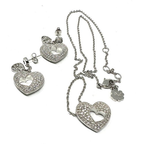 442 - Dior heart pendant necklace & earring set