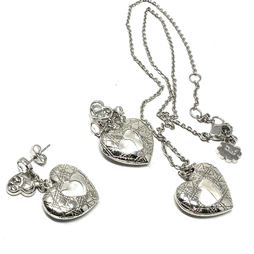 442 - Dior heart pendant necklace & earring set