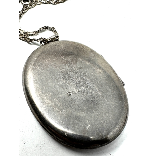 305 - Large Vintage silver locket necklace locket measures approx 6.3cm drop by 4cm wide