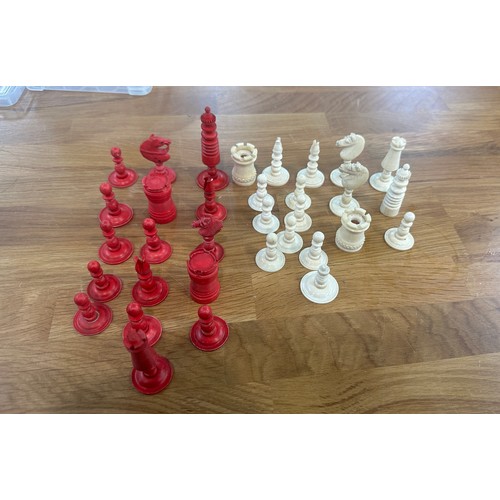 469 - Selection of victorian chess pieces