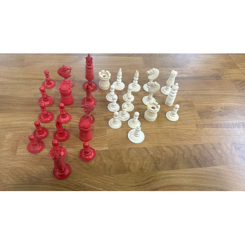 469 - Selection of victorian chess pieces