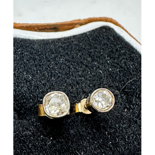 62 - vintage old cut diamond earrings each diamond measures approx 4.5mm dia est 0.70 ct diamonds