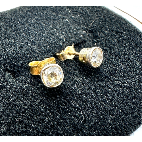 62 - vintage old cut diamond earrings each diamond measures approx 4.5mm dia est 0.70 ct diamonds