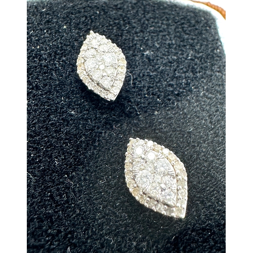 63 - 9ct white gold diamond earrings 0.50ct diamonds with coa