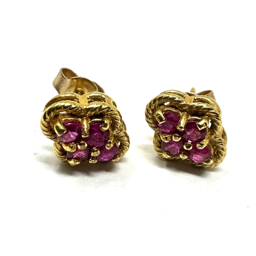 67 - 9ct gold ruby earrings weight 2g