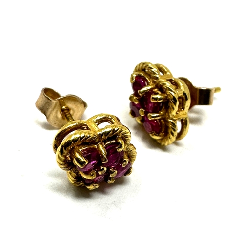 67 - 9ct gold ruby earrings weight 2g