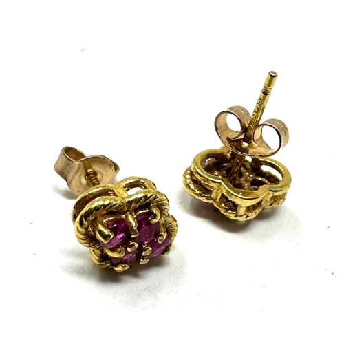 67 - 9ct gold ruby earrings weight 2g