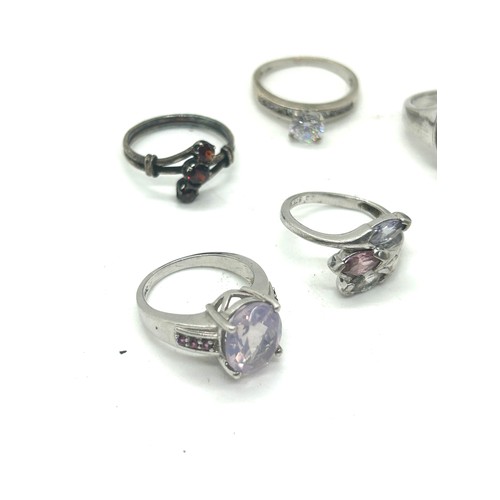 551 - Large selection of silver rings includes Pandora etc