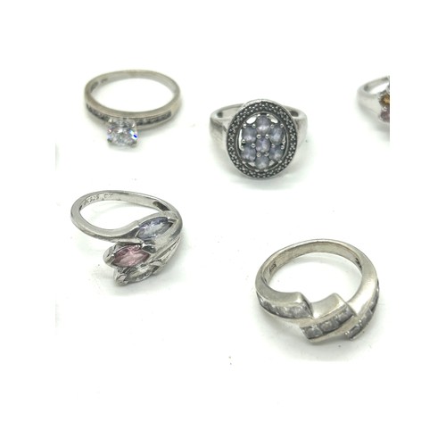 551 - Large selection of silver rings includes Pandora etc