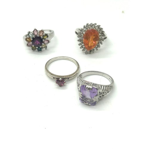 551 - Large selection of silver rings includes Pandora etc