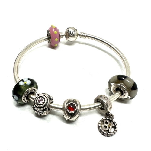 313 - silver pandora snake bracelet & charms